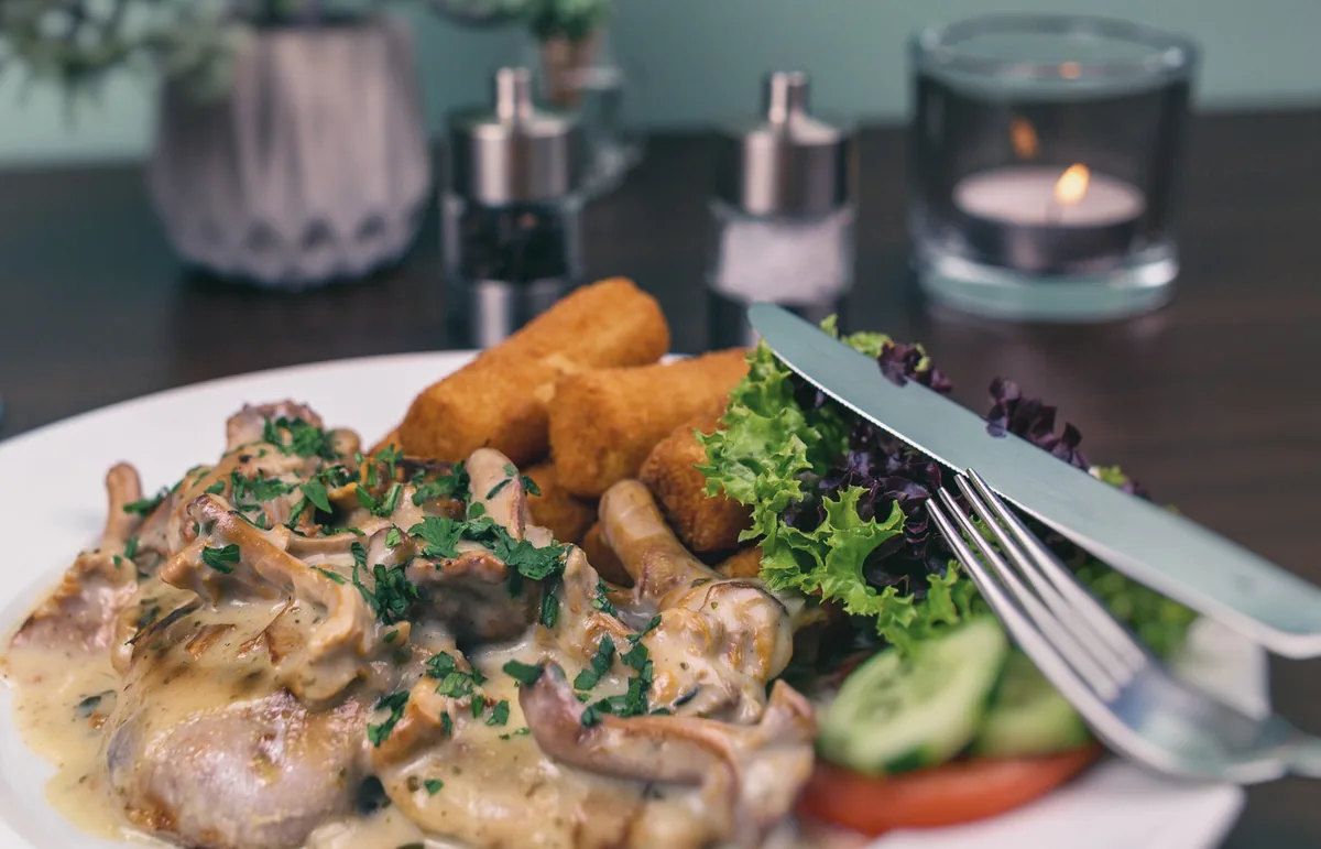 Pilzgericht aus dem Restaurant